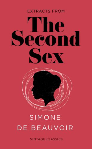 Book cover with red background, black silhouette of a woman's head, and white text.