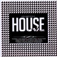 A CD cover with "House" in white on a black background, surrounded by grey triangles.
