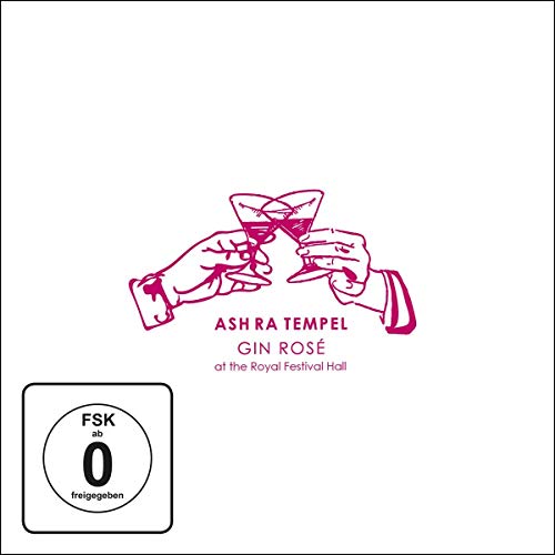 "White album cover with pink illustration of hands clinking cocktail glasses and text."