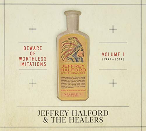 Album cover featuring a vintage bottle with a Native American illustration and text.