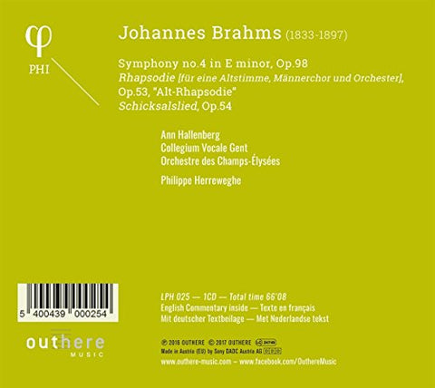 Orchestre Des Champs-elysees - Brahms: Symphony No.4 / Alto Rhapsody [CD]