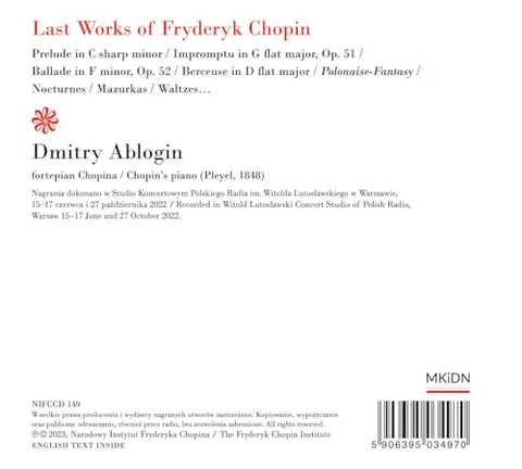 DMITRY ABLOGIN - LAST WORKS OF FRYDERYK CHOPIN [CD]