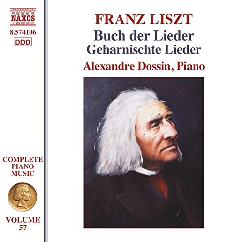 CD cover with portrait of Franz Liszt, white background, and red text.