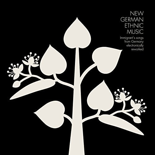 "Black CD cover with white stylized tree and 'New German Ethnic Music' text."