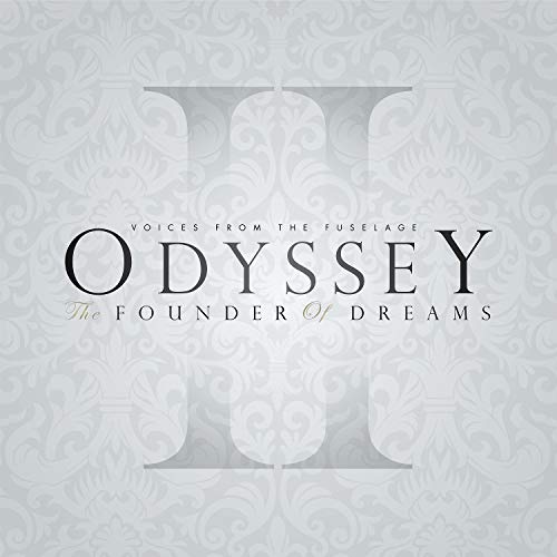 "Album cover with 'Odyssey' in large text on a light gray ornate background."