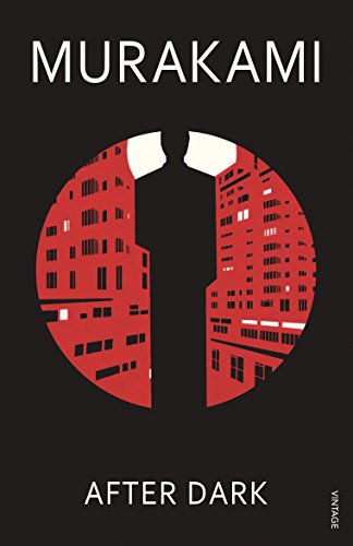 Book cover: black background, red cityscape in a circle, white text "Murakami After Dark".
