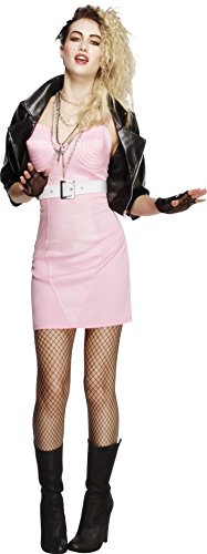 Fever Adult Women's 80's Rocker Diva Costume, Dress, Jacket, Belt, Necklace and Headband, Retro, Size L, 43477