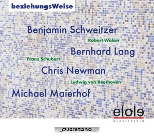 "CD cover with pixelated background, featuring names and logos in blue, green, and black."