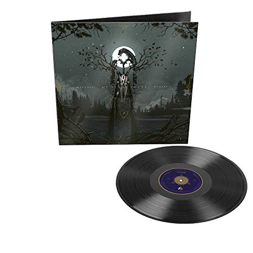 "Black vinyl record with a dark, gothic album cover featuring a woman."