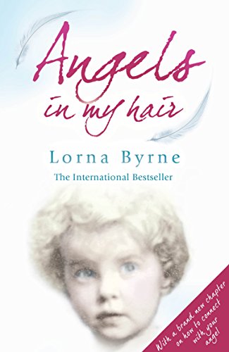 Book cover with rainbow feather and title "Angels in My Hair" by Lorna Byrne.