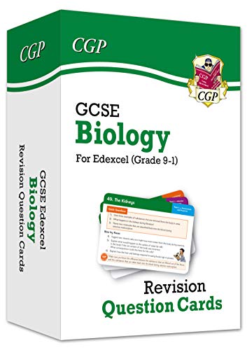 White box with green accents, displaying "GCSE Biology" and "Revision Question Cards".