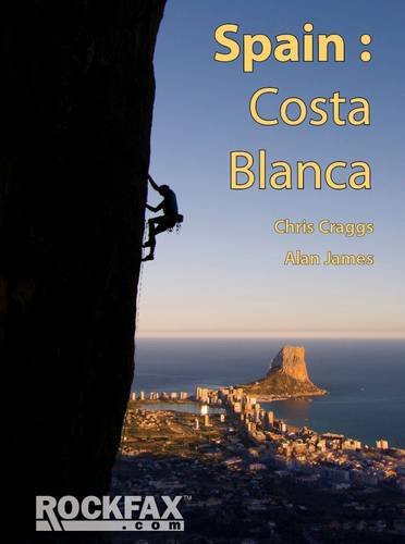 "Book cover with climber on cliff, coastal town below, and 'Spain: Costa Blanca' title."