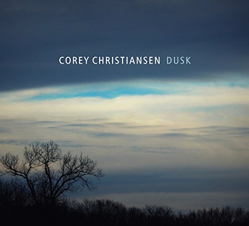 "Album cover with dark sky, silhouetted trees, and text 'Corey Christiansen Dusk' in white."