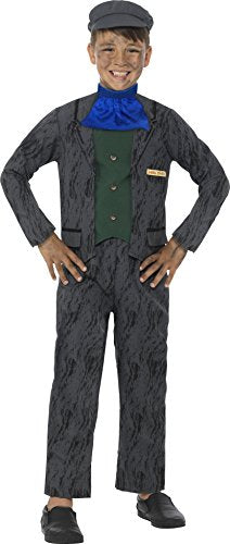 Mannequin wearing a grey miner costume with a blue neckerchief and green waistcoat.