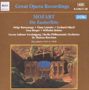 CD cover for Mozart's "Die Zauberflöte" with opera scene illustration and soloist names.