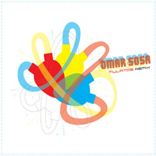 The image is a CD cover for "Omar Sosa - Mulatos Remix." Alt text: A colorful abstract design with the artist's name and album title.
