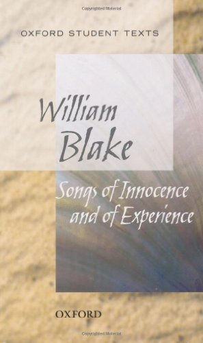 The image shows a book cover. Alt text: Book cover with "William Blake" and "Songs of Innocence and Experience" text.
