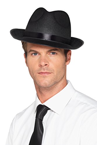 Smiffy's 49030 Men's Fedora Hat, Black, One Size