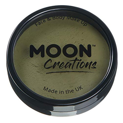 Pro Face & Body Paint Cake Pots by Moon Creations - Army Green - Professional Water Based Face Paint Makeup for Adults, Kids - 36g