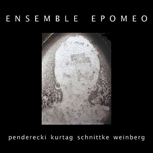 A black album cover with a stone statue and white text.