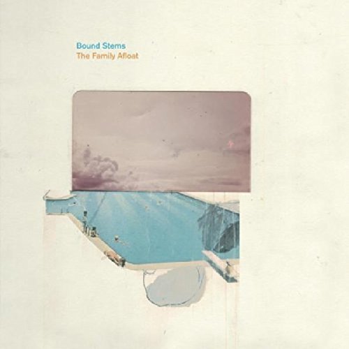"Album cover with torn image of a boat on a beige background."