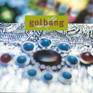 Album cover with "golbang" text, featuring blue and red jewels on a silver background.