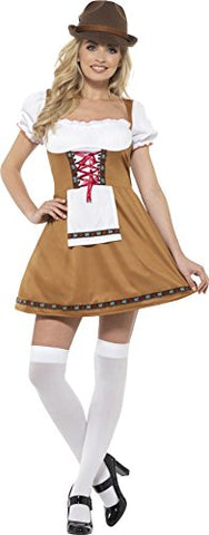 Smiffys 49655L Bavarian Beer Maid Costume, Brown, L - UK size 16-18