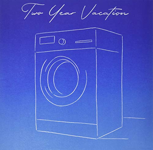 "Blue vinyl record cover featuring a simple line drawing of a washing machine."