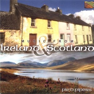 "CD cover featuring a yellow stone cottage by a lake and rolling hills."