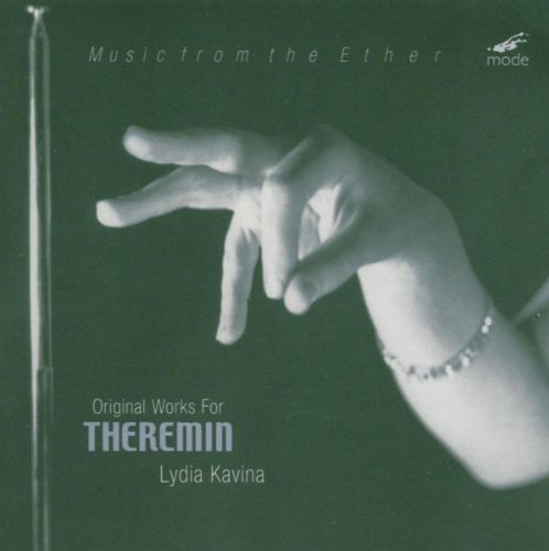 Black CD case cover with hand image and white text, "Theremin" and "Lydia Kavina".