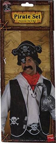 Smiffys Pirate Set with Hat Waistcoat and Belt - Black
