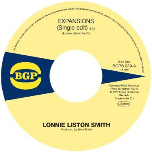 Yellow vinyl record label with blue and yellow BGP logo and black text.