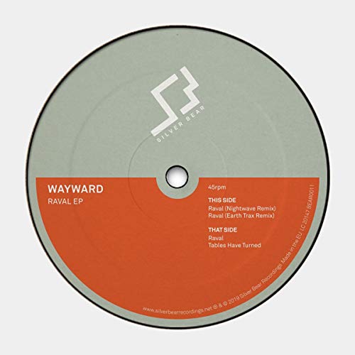 Vinyl record with grey and orange label, displaying tracklist and artist information.