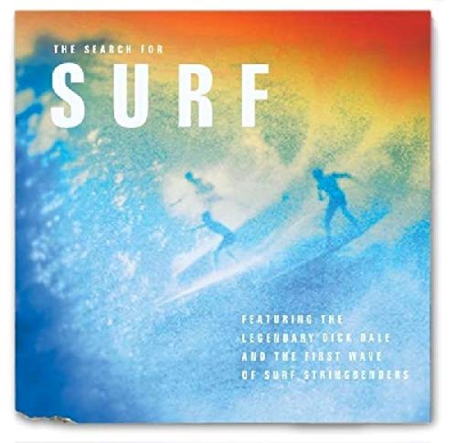 "CD cover with surfers on a wave, 'The Search for Surf' title."