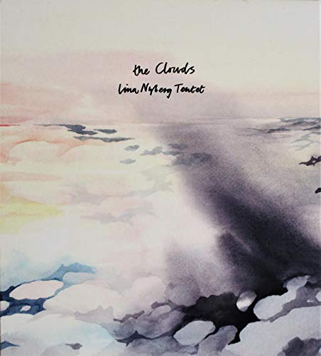 Watercolor album cover with soft, cloudy sky and dark clouds, titled "The Clouds".