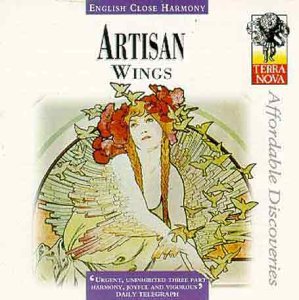 CD cover for "Artisan - Wings" with floral illustration and text overlay.