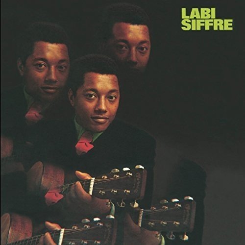 "Album cover featuring Labi Siffre with three images of himself holding guitars."