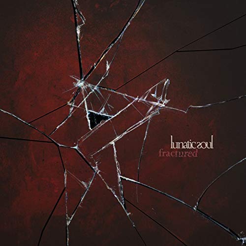 "Lunatic Soul Fractured CD cover with cracked red glass design and white text."