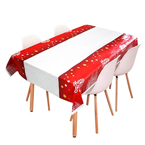 Various - 5 Pcs Christmas Tablecloth | Cute Lovely Santa Single Use PE Tablecloth Cloth | 108 * 180CM Waterproof Christmas Table Clothes for Rectangular Tables, 20pcs Generic