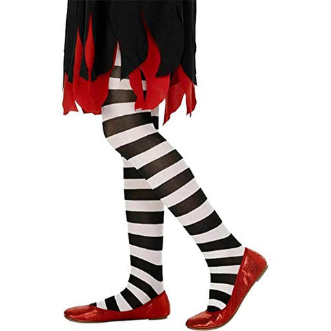 Smiffys Tights Striped - Black and White, Age 6-12 Years
