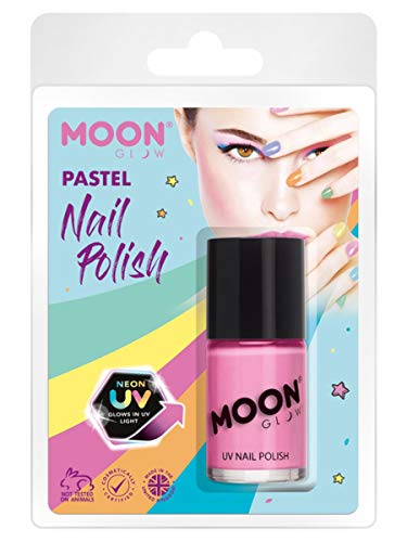 Smiffys Moon Glow Pastel Neon UV Nail Polish, Pastel Pink