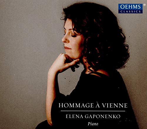 "Piano album cover featuring a woman in black, with "OEHMS CLASSICS" logo."