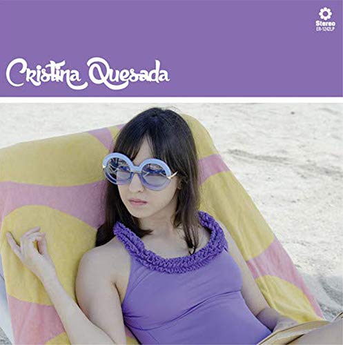 "Album cover featuring a woman in purple lounging on a beach towel."