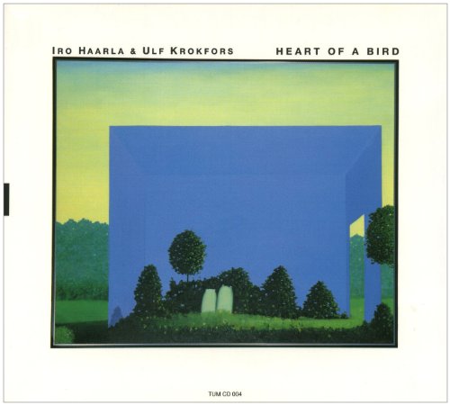 "Album cover with abstract blue and green landscape, white border, and artist names."