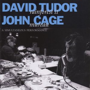 Black-and-white album cover featuring David Tudor and John Cage at a table with electronics.