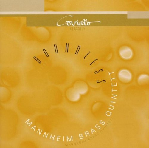 Yellow CD cover with "Boundless" and "Mannheim Brass Quintett" text, featuring a bubble pattern.