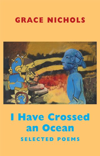 Book cover with abstract blue figures on orange background, titled "I Have Crossed an Ocean".