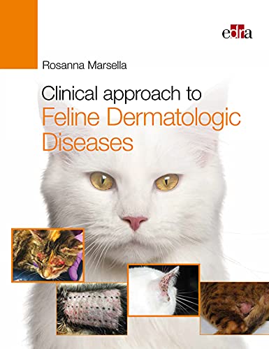 Book cover featuring a white cat and images of feline skin conditions.