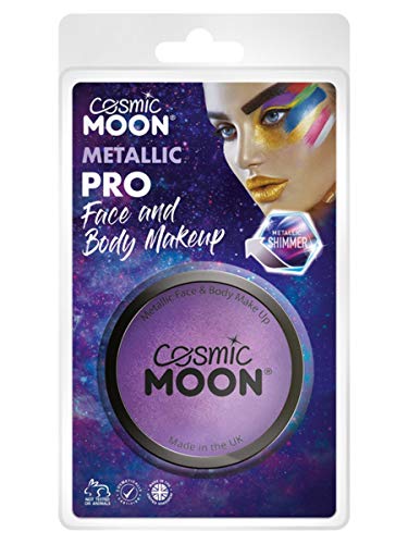 Smiffys Cosmic Moon Metallic Pro Face Paint Cake Pots, Pur
