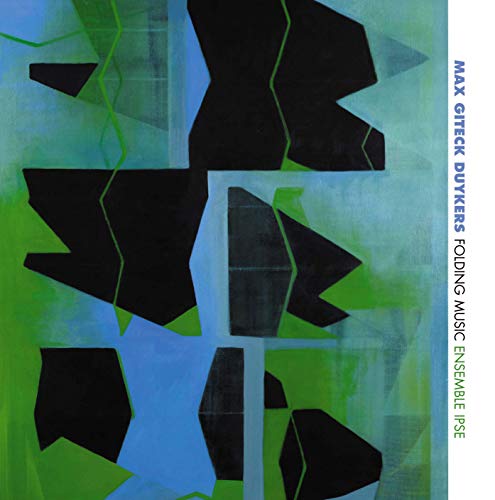 A CD cover featuring abstract black shapes on a blue and green background.